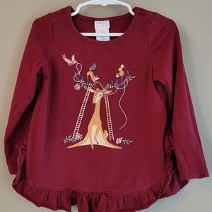 Maggie & Zoe burgundy long sleeved top with bottom ruffle